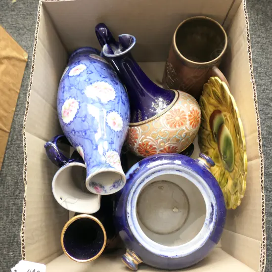 BOX LOT ASST. CERAMICS INCL. LIMOGES ETC