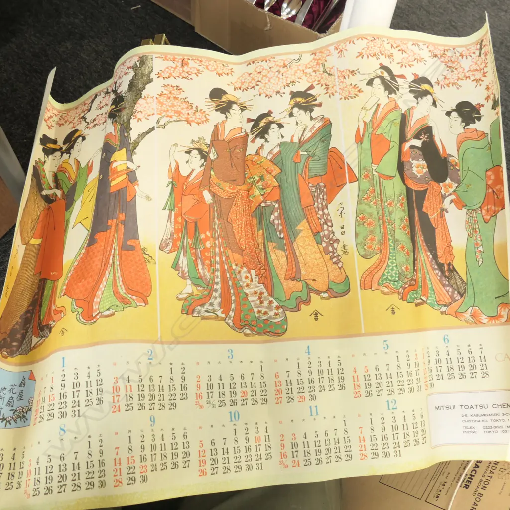 BOX LOT ASST. ORIENTAL ITEMS INCL. PRINTS, GONG ETC Image 1++