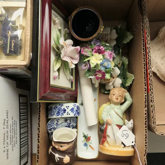 BOX LOT ASST. CHINA TRINKETS