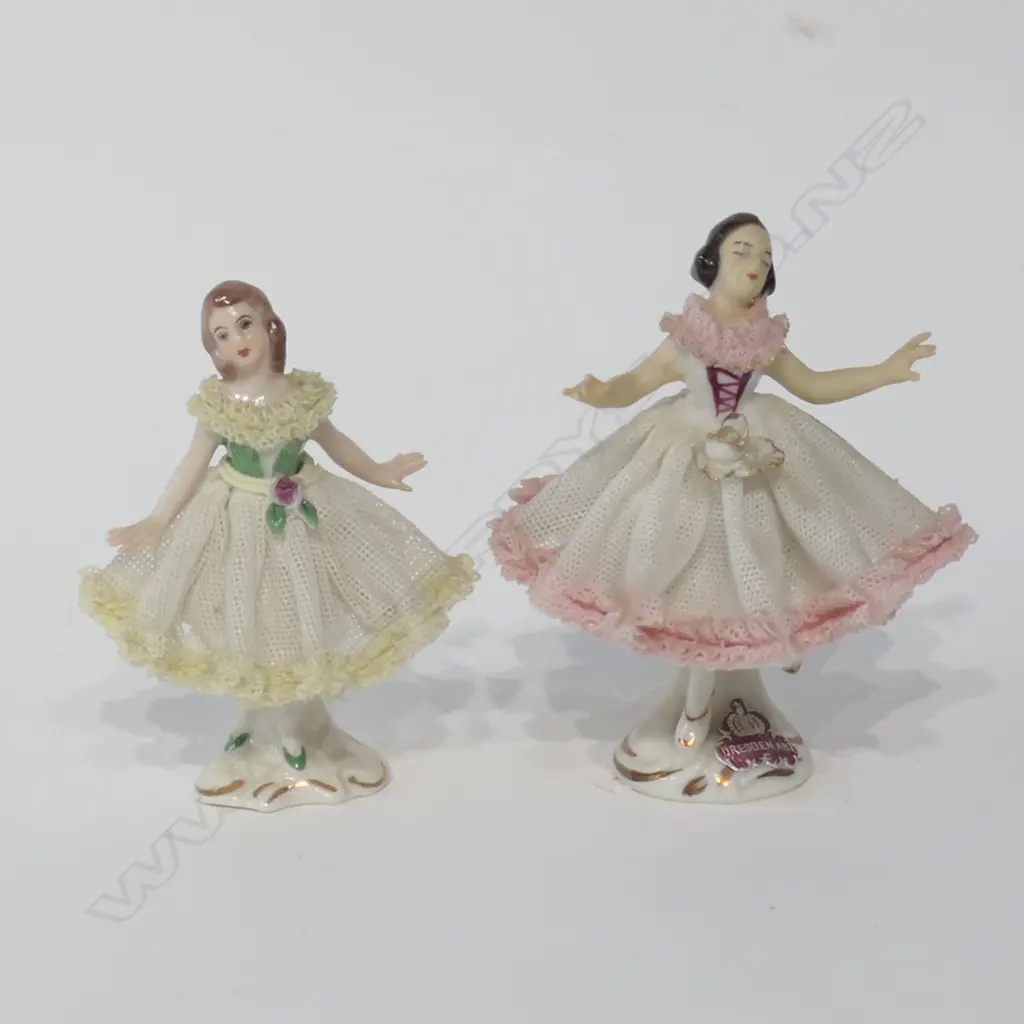 2 DRESDEN BALLERINA FIGURES 85MM H Image 1++