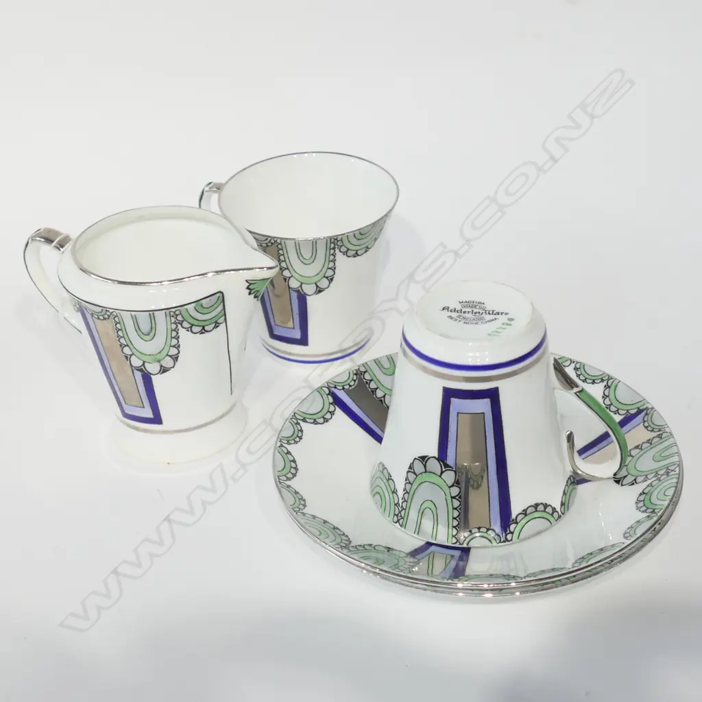 PAIR ADDERLEY WARE MADEIRA ART DECO CUP / SAUCER AND MILK JUG Image 1++