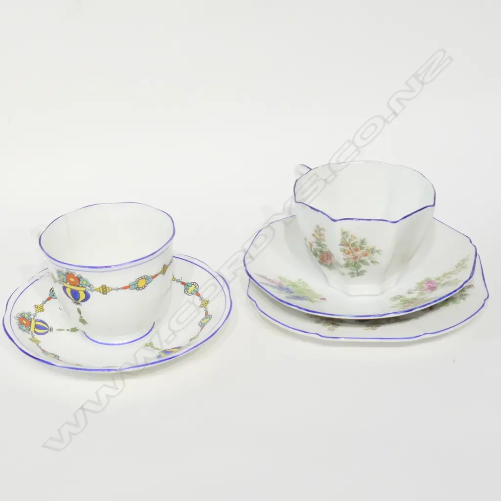 ROYAL ALBERT CUP AND SAUCER PLUS UNMARKED DECO TRIO Image 1++