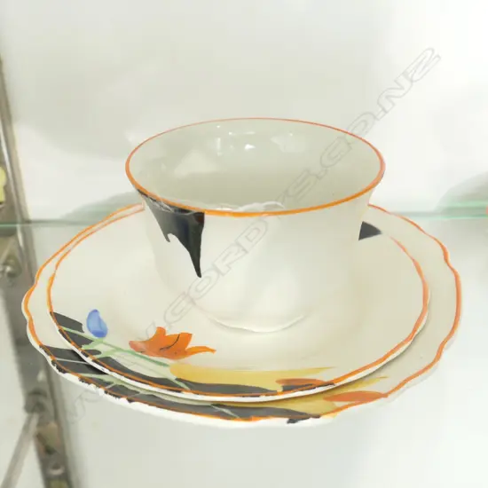 MYOTT & SON ART DECO TEA BOWL TRIO