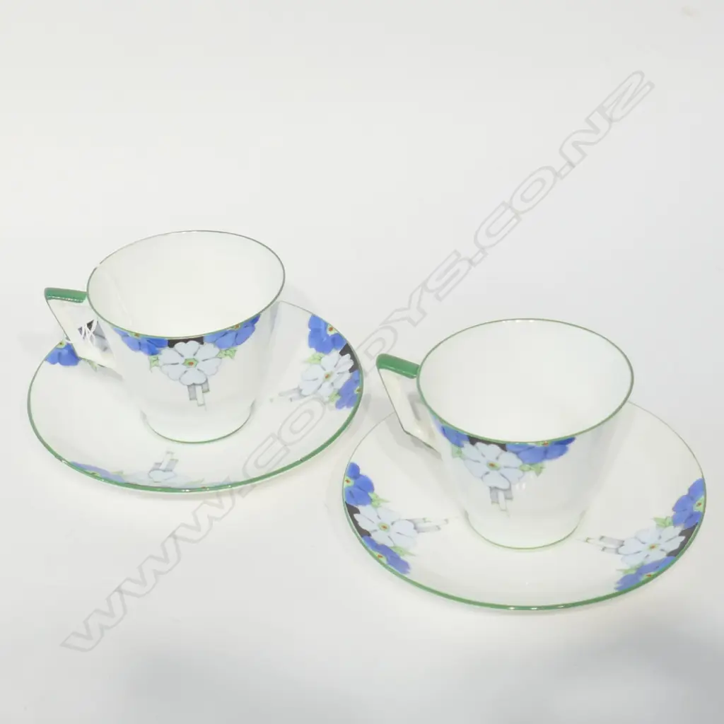 PAIR BELL CHINA ART DECO CUP AND SAUCERS Image 1++