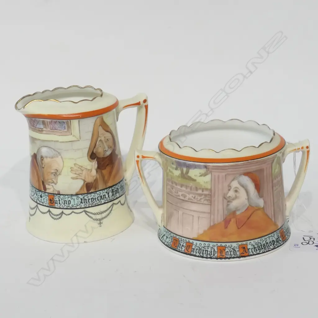 2 HAND PAINTED DOULTON RHEIMS SUGAR+JUG Image 1++