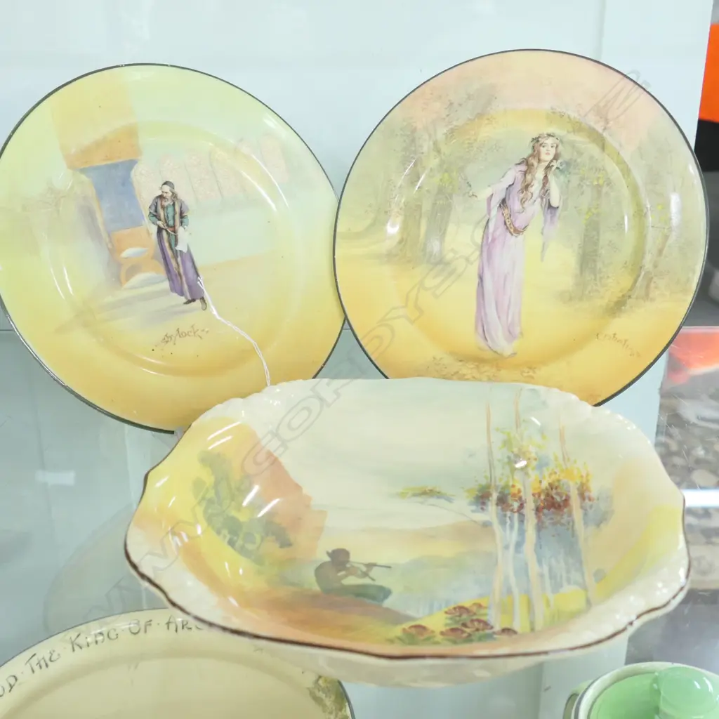 2 ROYAL DOULTON SHAKESPEARE PLATES & ANOTHER ROYAL DOULTON DISH  Image 1++
