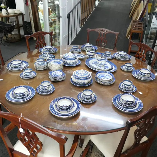 BOOTH'S 'OLD WILLOW' B & W CHINA PART DINNER SET