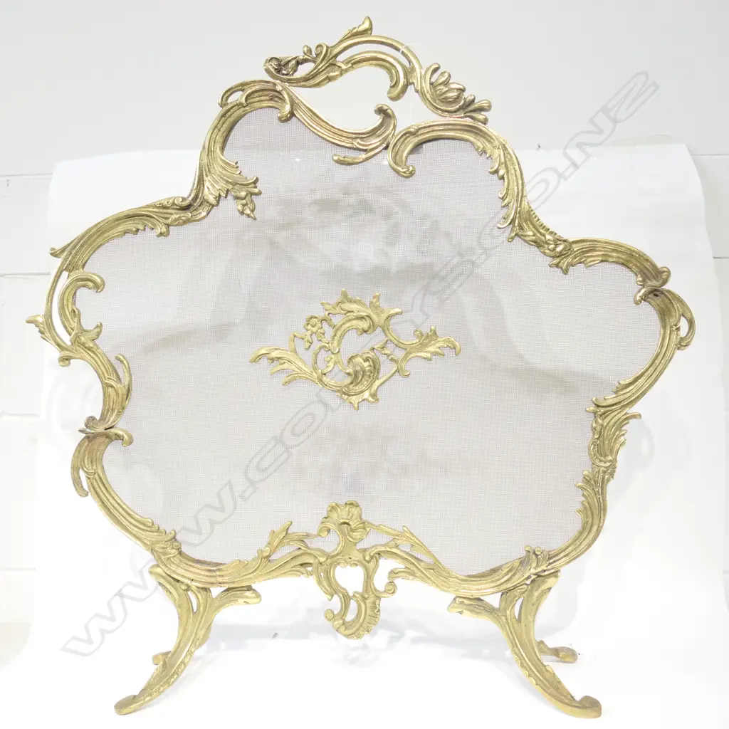 BRASS & MESH FRENCH ROCOCO STYLE FIRE SCREEN Image 1++