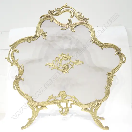 BRASS & MESH FRENCH ROCOCO STYLE FIRE SCREEN