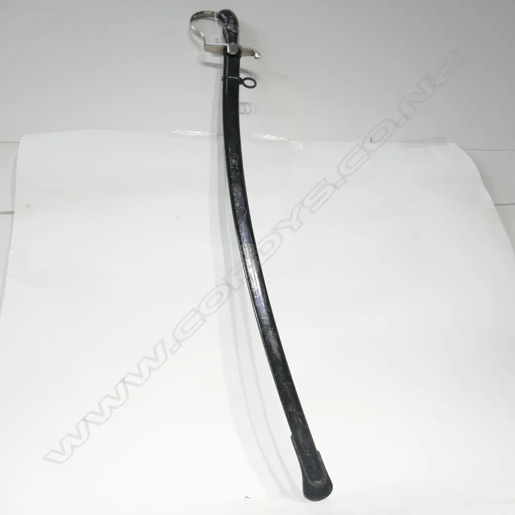 OLD LT. CAVALRY SWORD IN SCABBARD CHROMED HILT Image 1++