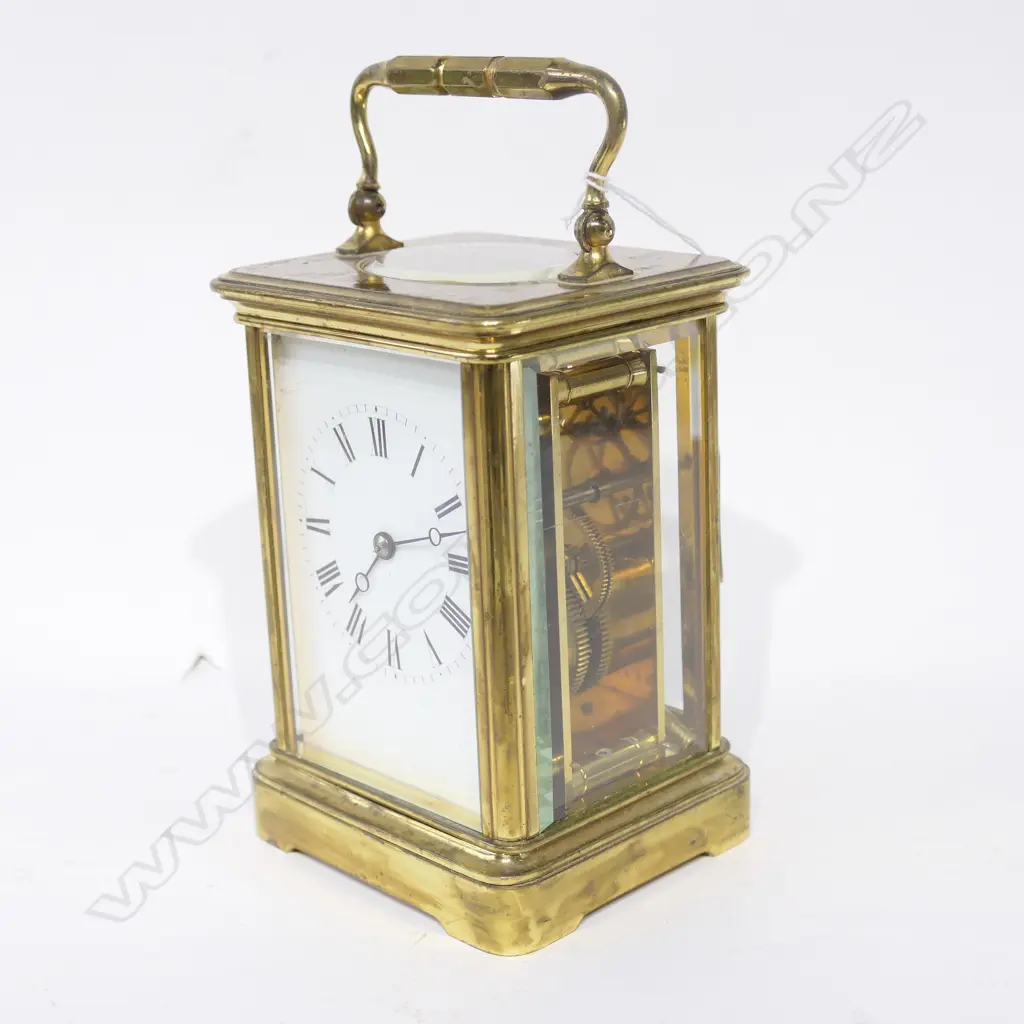 (18130) 19THC FRENCH BRASS CASED CARRIAGE CLOCK Image 1++