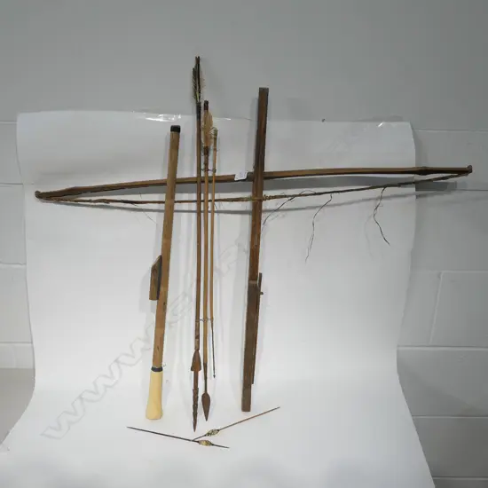WOODEN CROSSBOW W/ BOLTS ETC