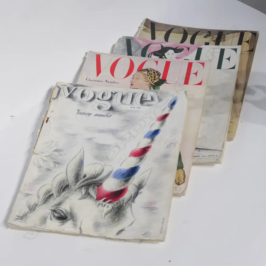 4 1940S VOGUE MAGAZINES NEW LOOK ETC  Image 1++
