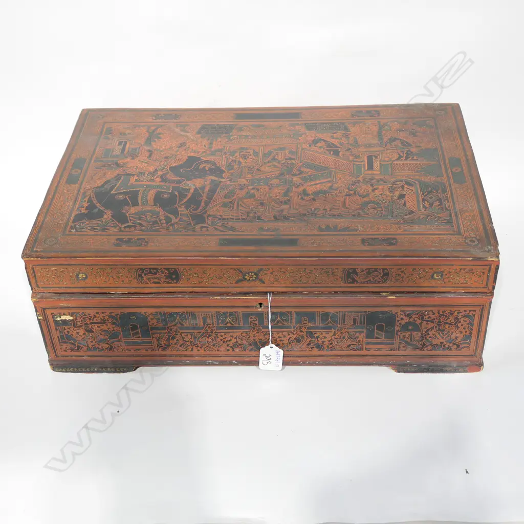 ORIENTAL RED LACQUER BOX 465MM L 160MM H Image 1++