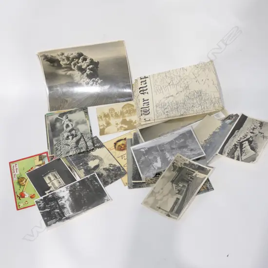 LOT VINTAGE NZ POSTCARDS, LARGE FORMAT PHOTOS ETC