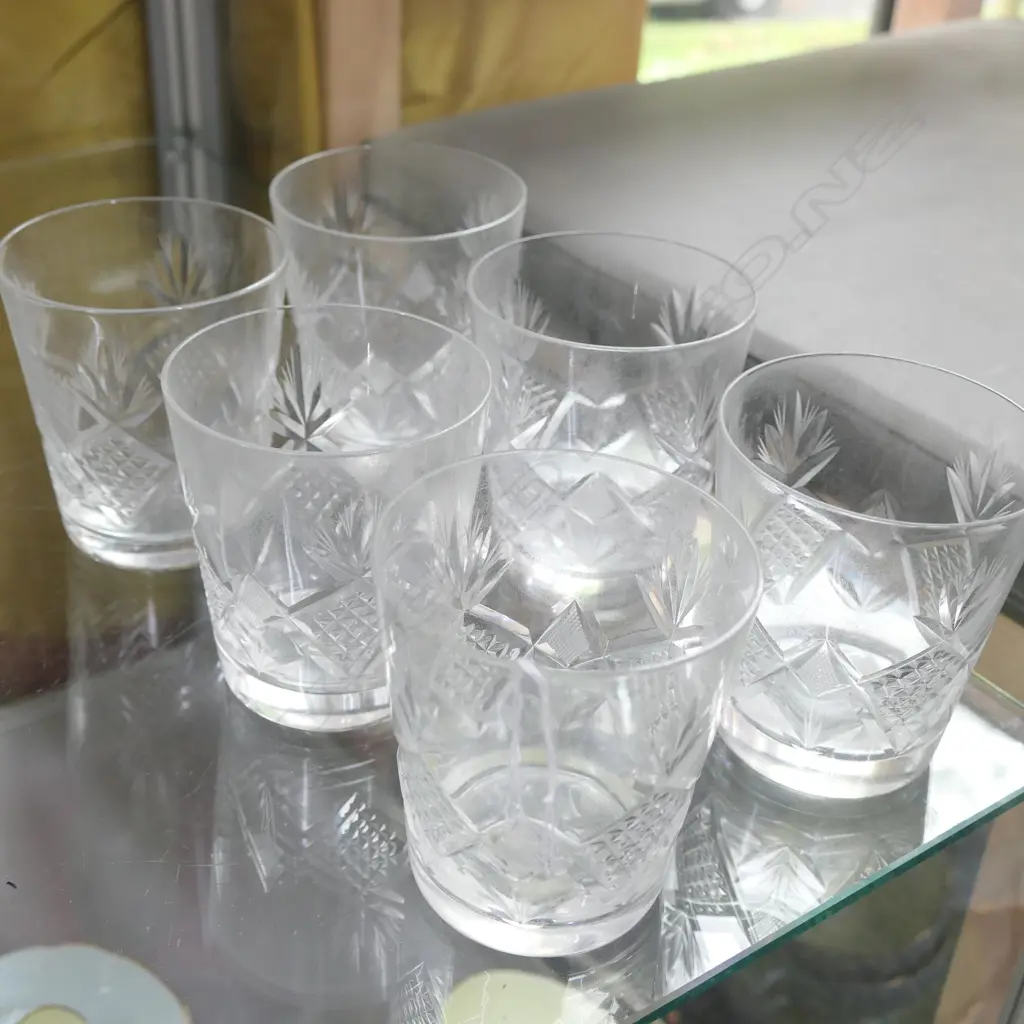6 CRYSTAL WHISKEY GLASSES Image 1++