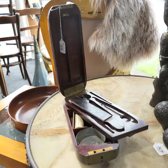 CASE OF ANTIQUE SURGICAL INSTRUMENTS, SOME MISSING, 'PRESENTED TO D. M. BROWN BY W. B. & S. SEPT 1856 250MM L