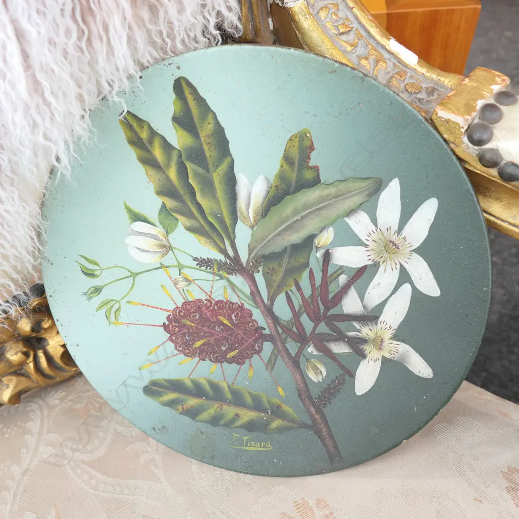 FRANCES TIZARD COLONIAL PAINTED TIN PLATE Image 1++