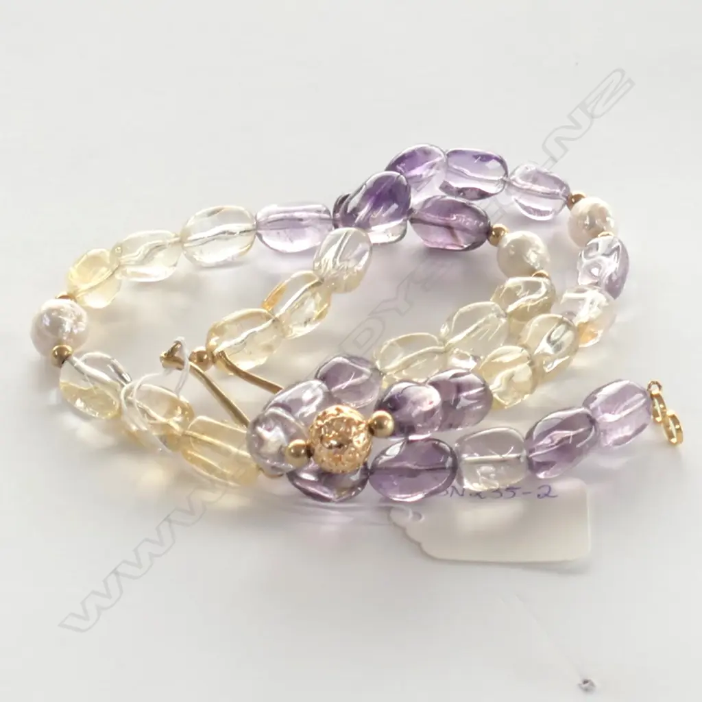 AMETHYST PEARL QUARTZ NECKLACE (G12655) Image 1++