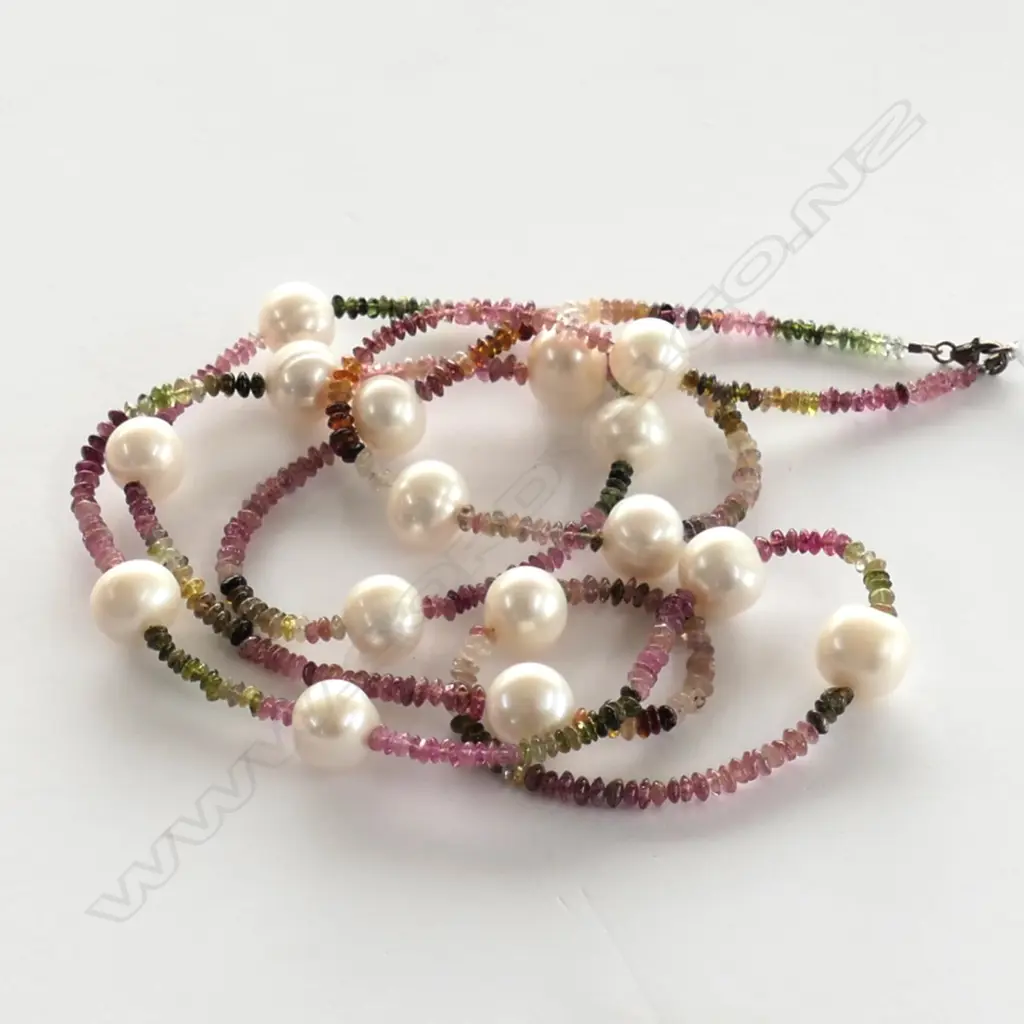 TOURMALINE & PEARL NECKLACE (G10892) Image 1++