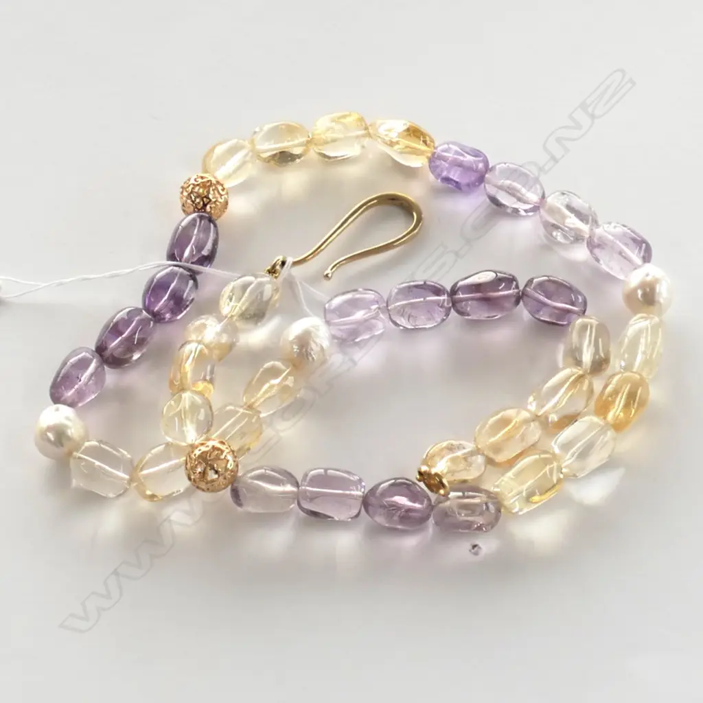 AMETHYST PEARL & QUARTZ NECKLACE (G12654) Image 1++