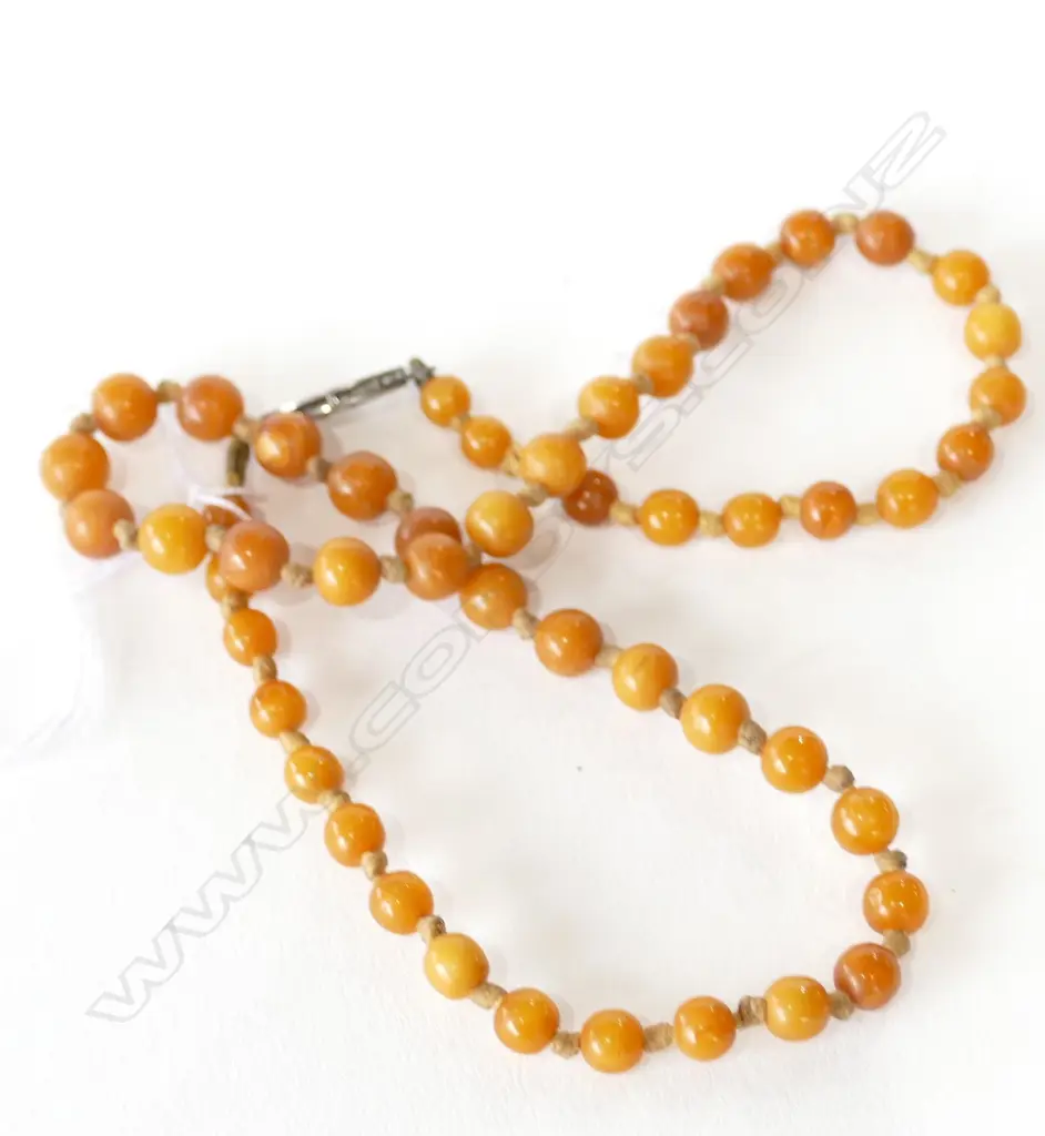 AMBER BEAD NECKLACE WITH STG LINK Image 1++