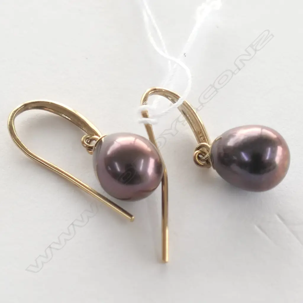 PEACOCK PEARL EARRINGS 9CT GOLD HOOKS (P1120) Image 1++