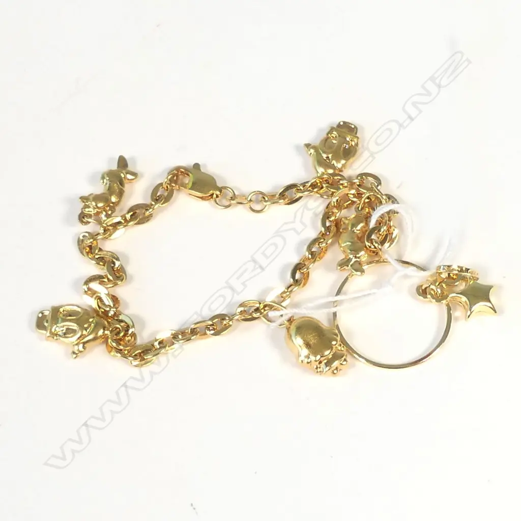 18CT Y CHARM BRACELET, & PENDENT 6.6 GMS Image 1++