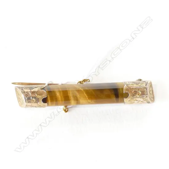 9CT TIGERS EYE BROOCH 