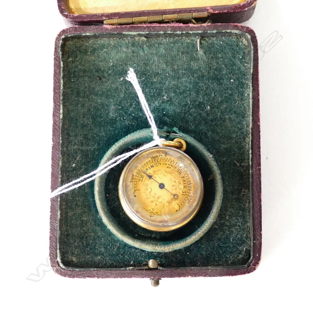 VICTORIAN 18CT GOLD COMPASS BAROMETER FOB RARE Image 1++