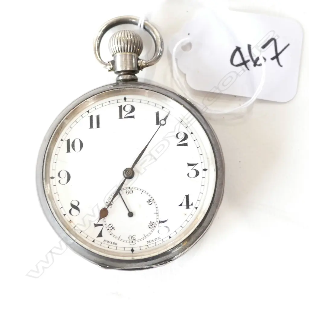 STG SILVER MARKS WORN GENTS POCKET WATCH Image 1++