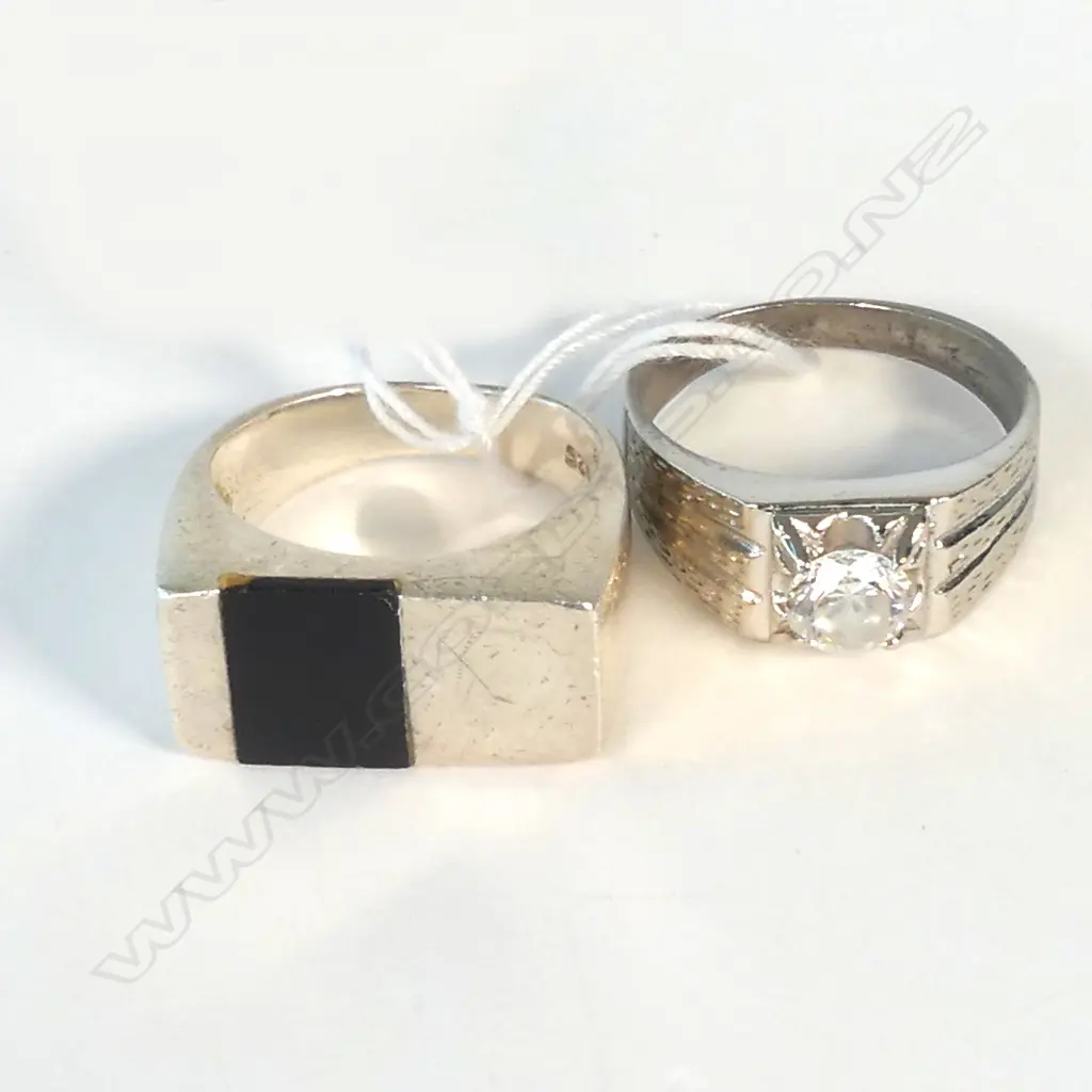 STG ART DECO GENTS RING + STG RING WITH CZ Image 1++
