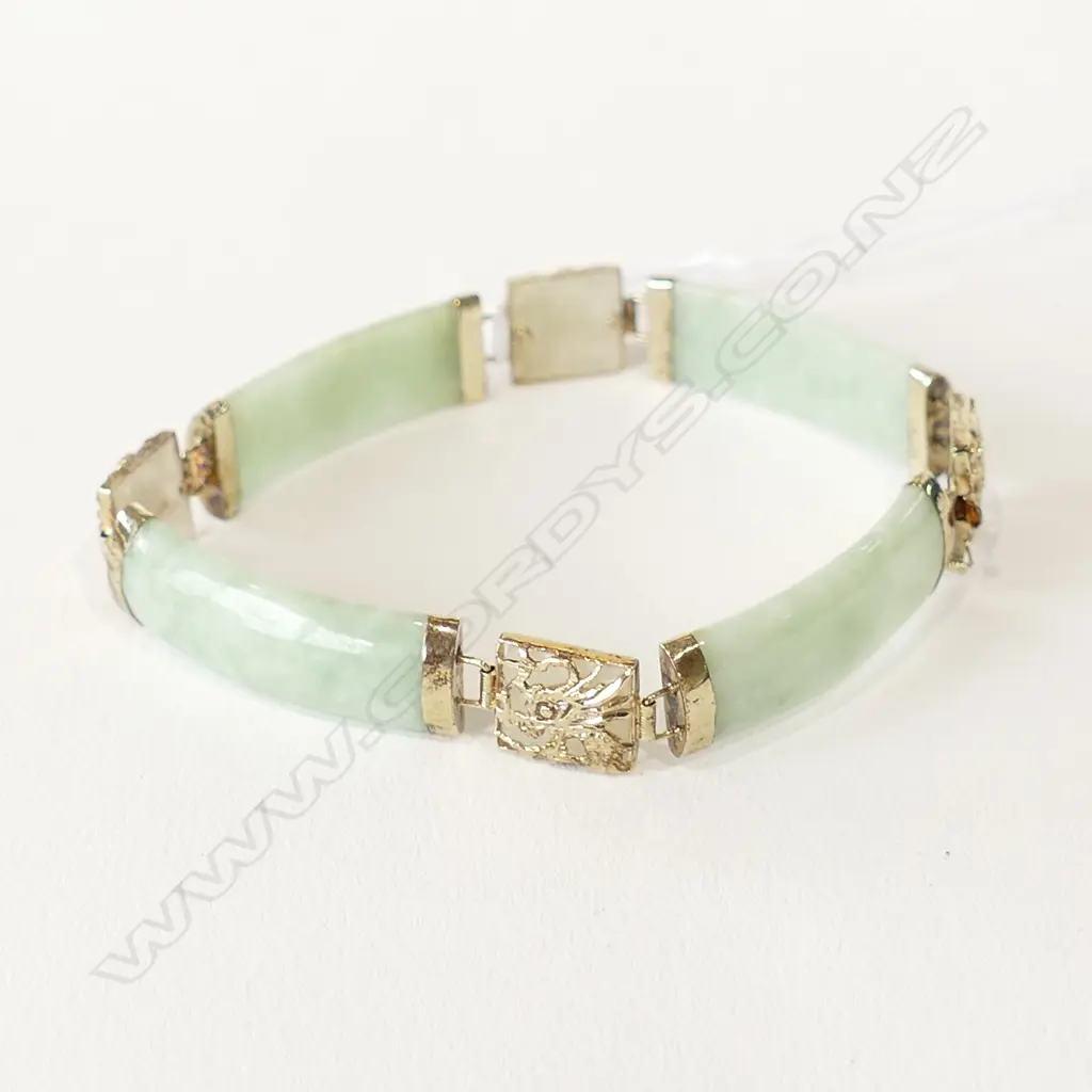 14K PALE JADEITE PANELLED BRACELET Image 1++