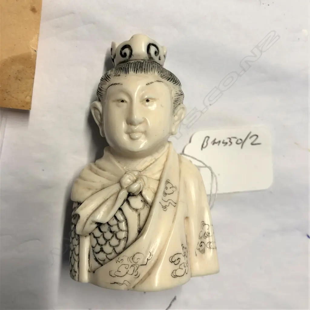 An old Japanese carved ivory snuff bottle as the bust of a woman Image 1++