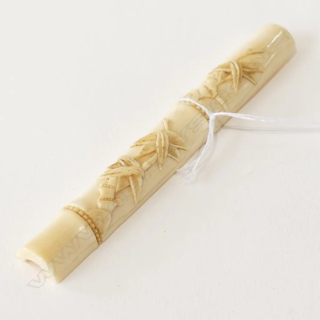 CHINESE CARVED IVORY PEN BAR Image 1++