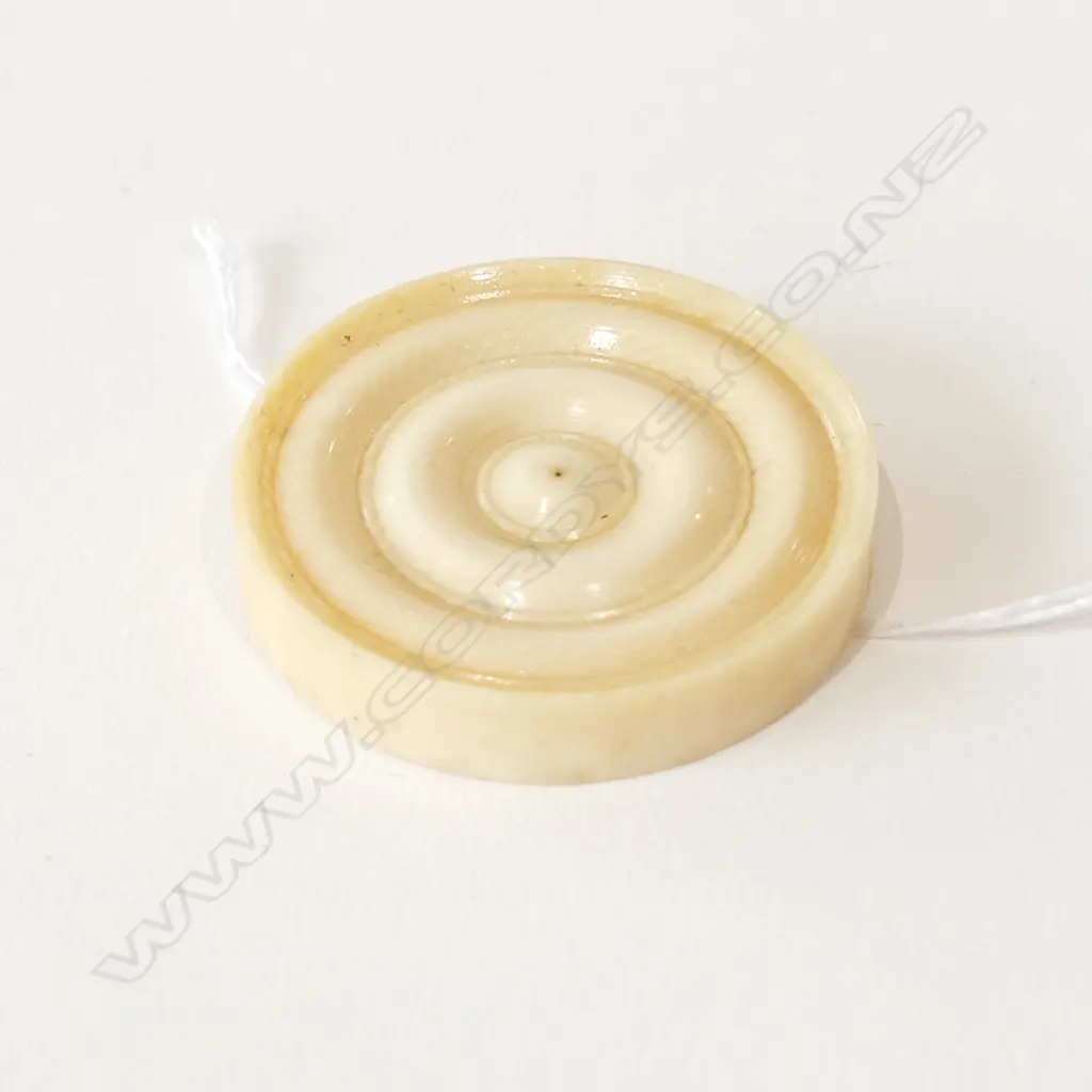 OLD TURNED IVORY DRAUGHT PIECE Image 1++