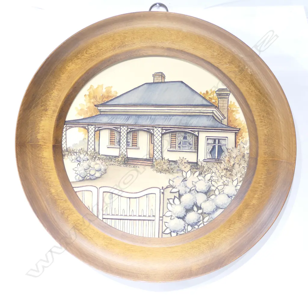 LORAINE LECLERC WATERCOLOUR OF HULME COURT PARNELL 360MM DIA Image 1++