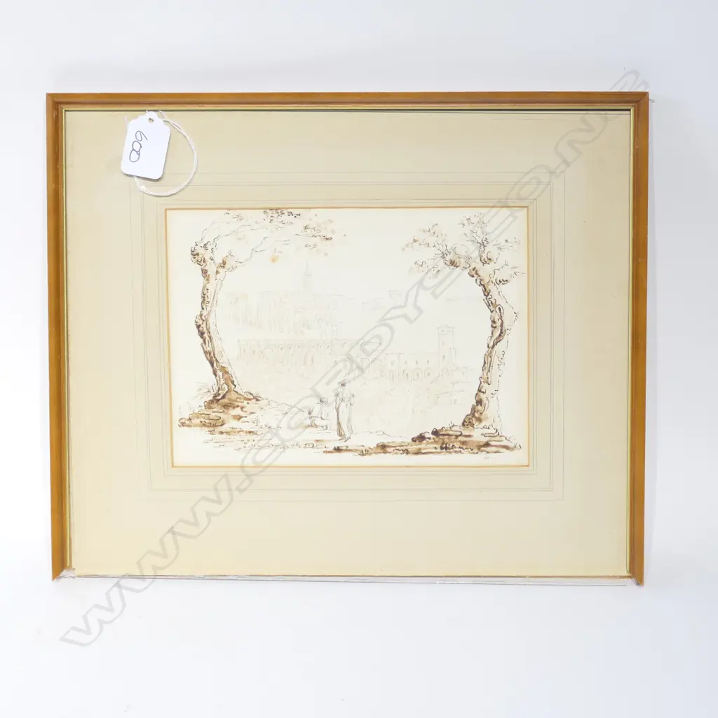 J HARDING INK DRAWING TIVOLI 200 X 150 MM FRAME A/F Image 1++