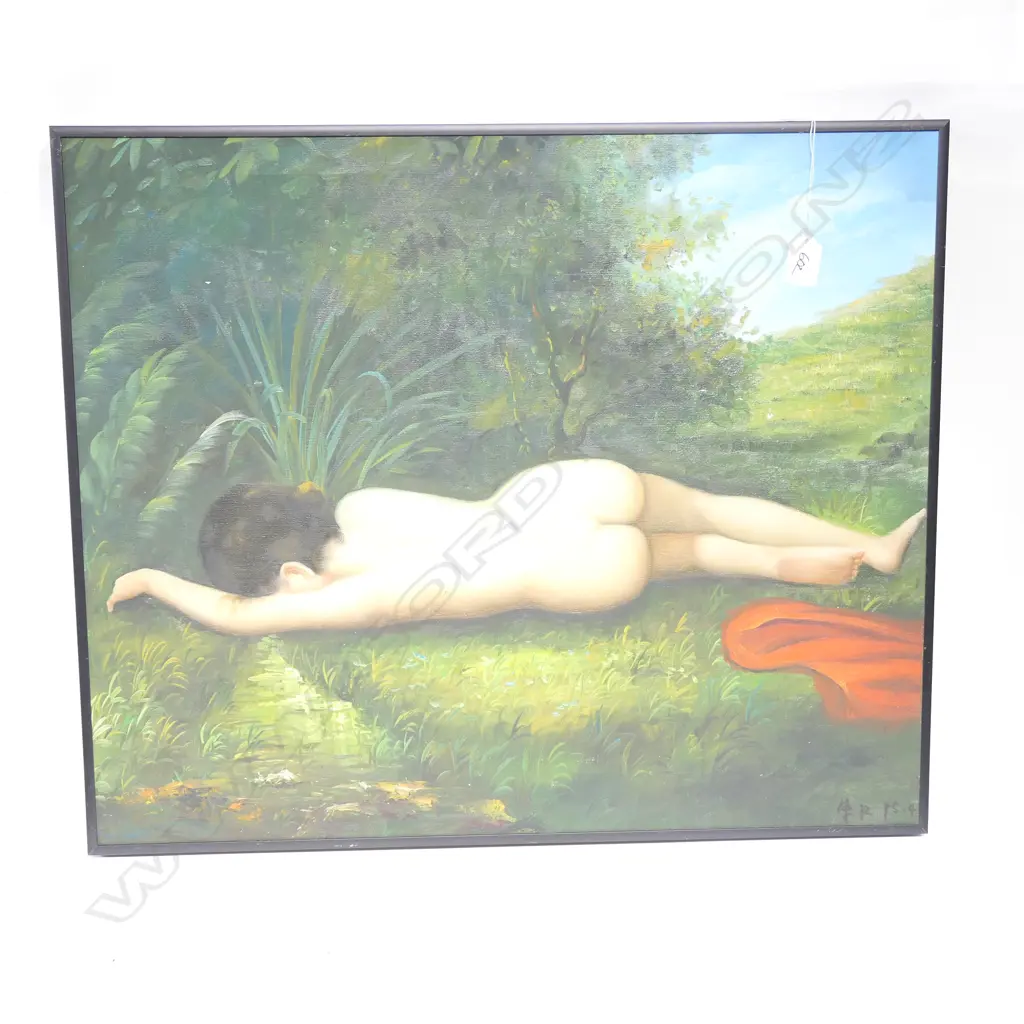 OIL ON CANVAS SGD OF NUDE WOMAN SLEEPING 620 X 520 Image 1++