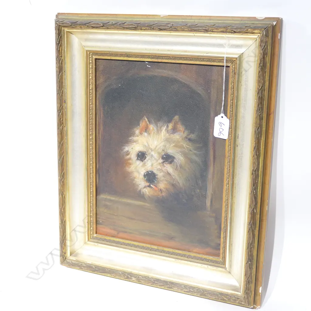 ARTIST UNKNOWN OIL OF A DOG 290 X 215 MM Image 1++