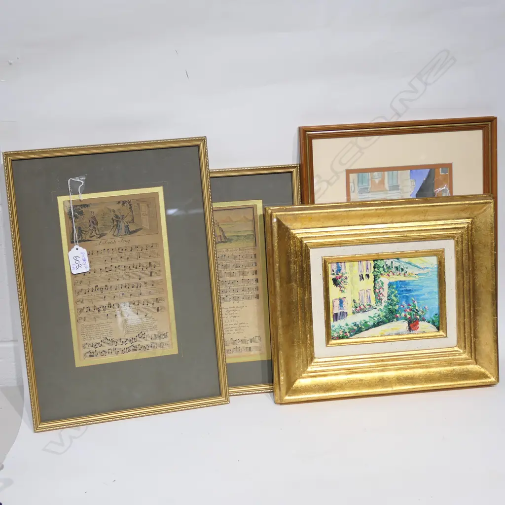 4 FRAMED WORKS - OIL / W/C / 2 PRINTS Image 1++