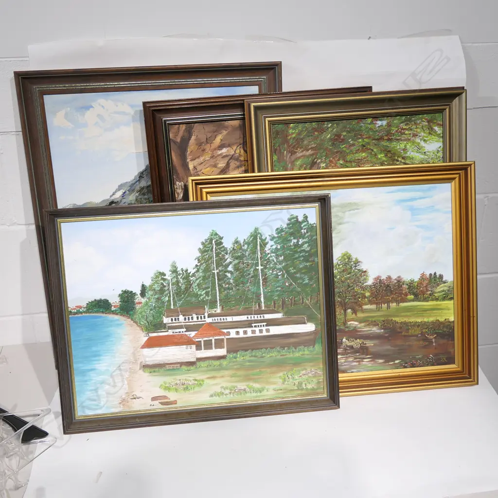 FIVE FREDA HARGREAVES LANDSCAPE OILS. LARGEST FRAME 580 X 475 Image 1++