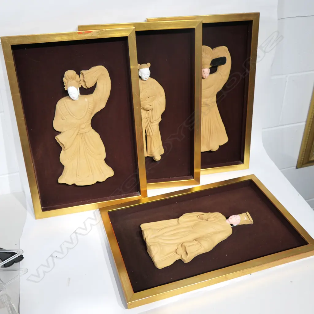 4 FRAMED ORIENTAL FIGURES. FRAMES 505 X 335MM Image 1++
