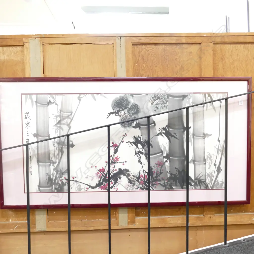 LARGE FRAMED CHINESE INK DRAWING BAMBOO 800 X 1500 Image 1++