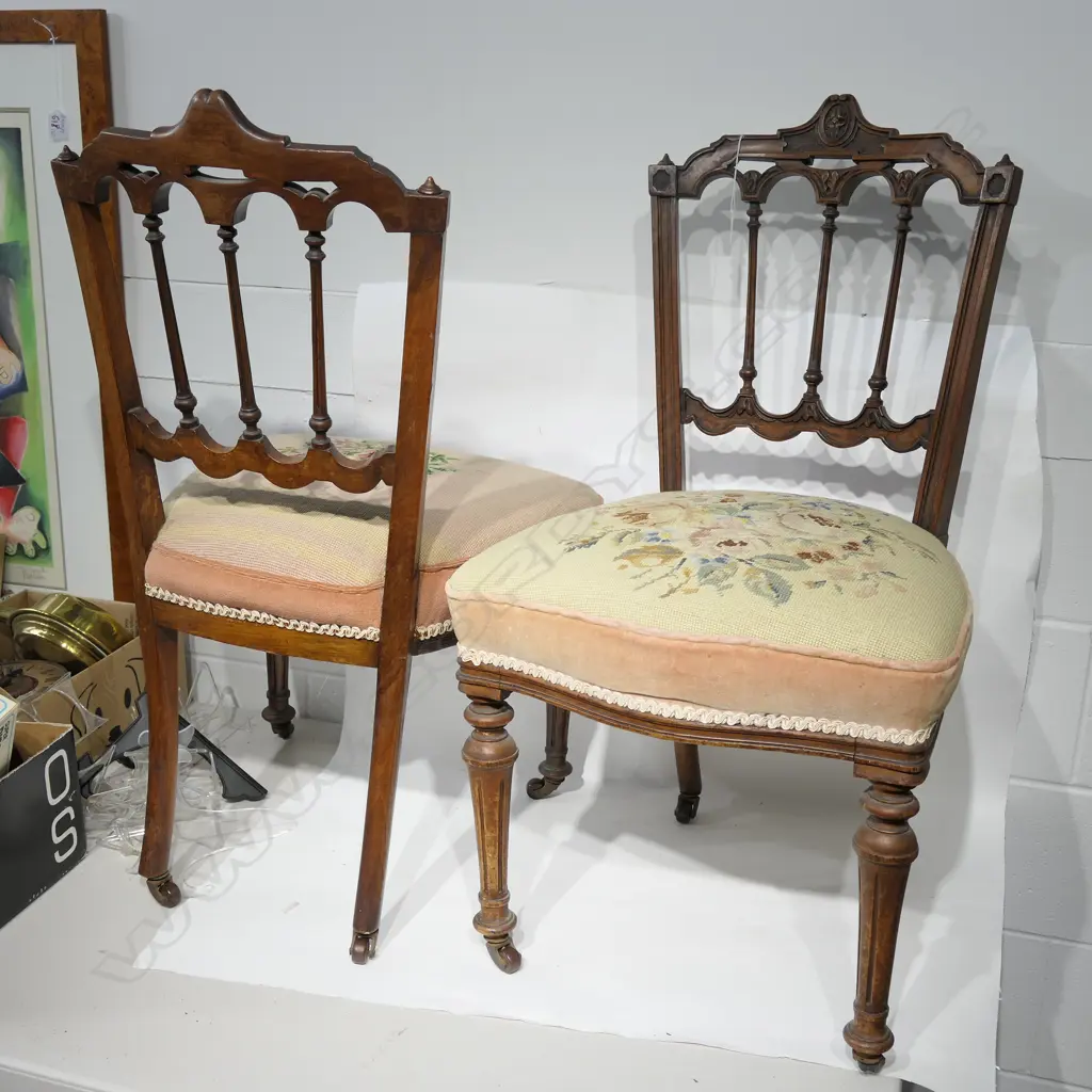 PR OF TAPESTRY SIDE CHAIRS Image 1++