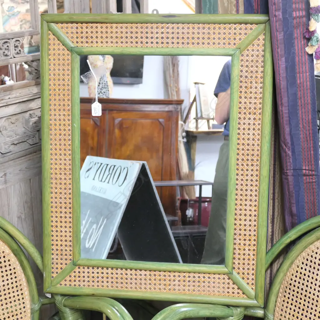 GREEN CANE MIRROR 760MM H X 600MM W Image 1++