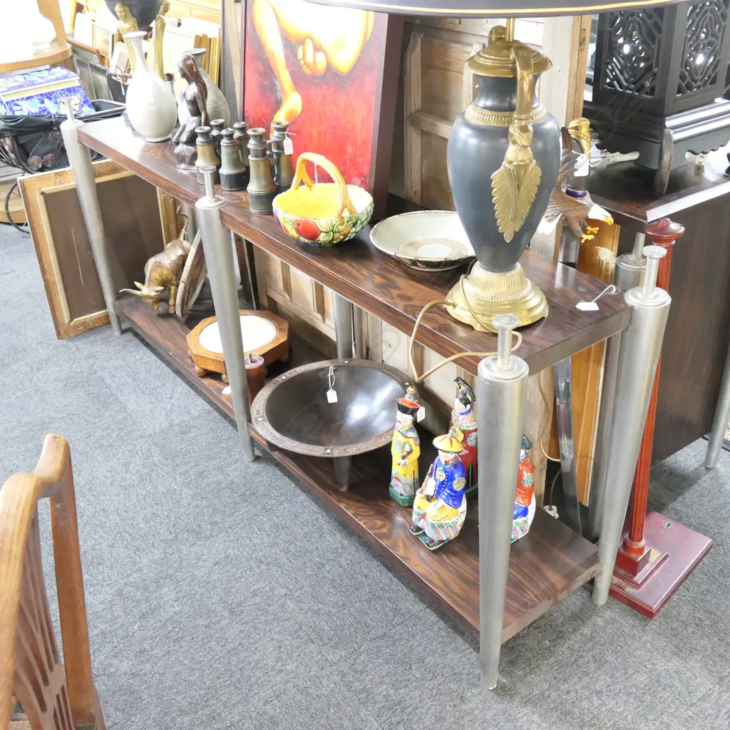 TIERED CONSOLE TABLE STYLE OF PHILIPPE STARCK - NO GLASS W. 1950MM Image 1++