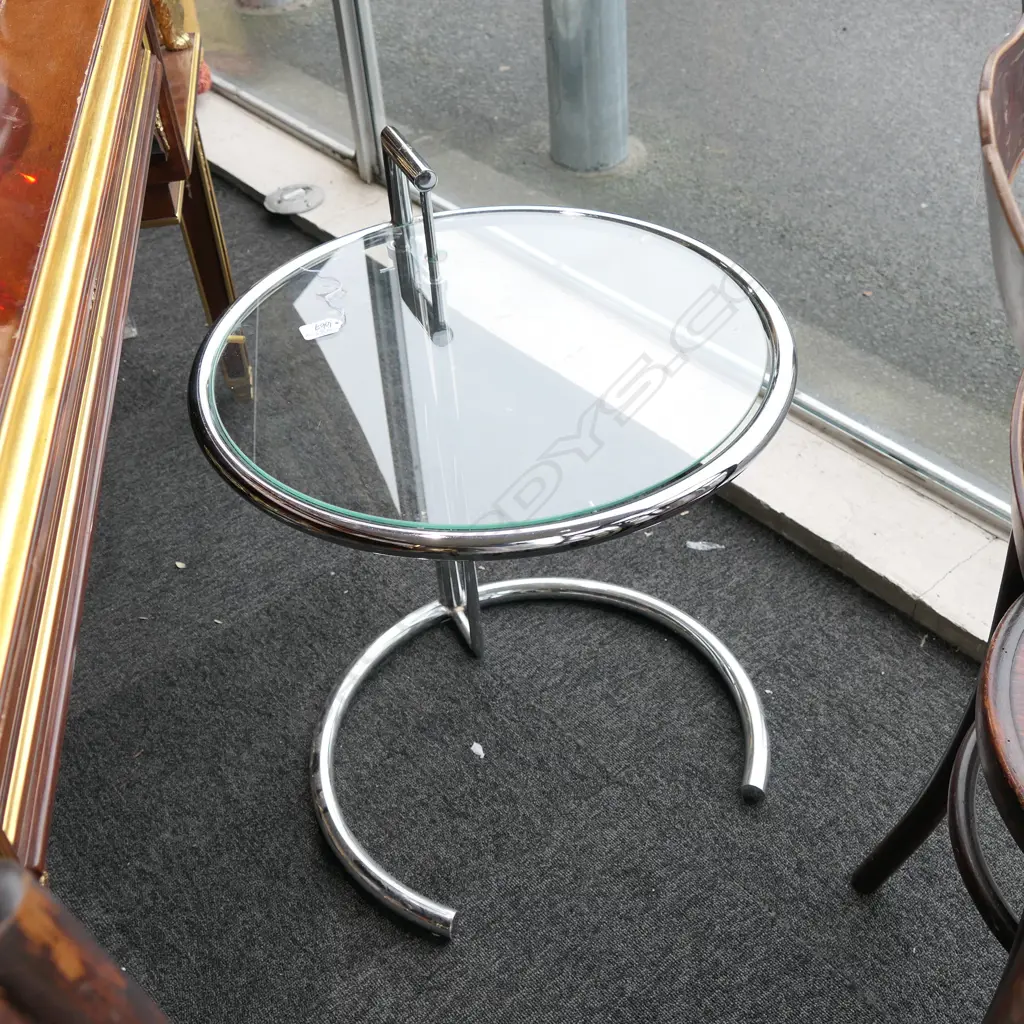 EILEEN GREY STYLE CHROME & GLASS SIDE TABLE Image 1++