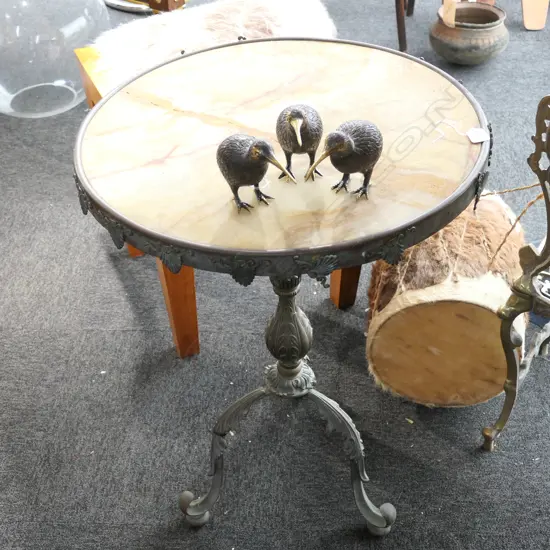 MARBLE TOPPED BROZE FRENCH STYLE SIDE TABLE