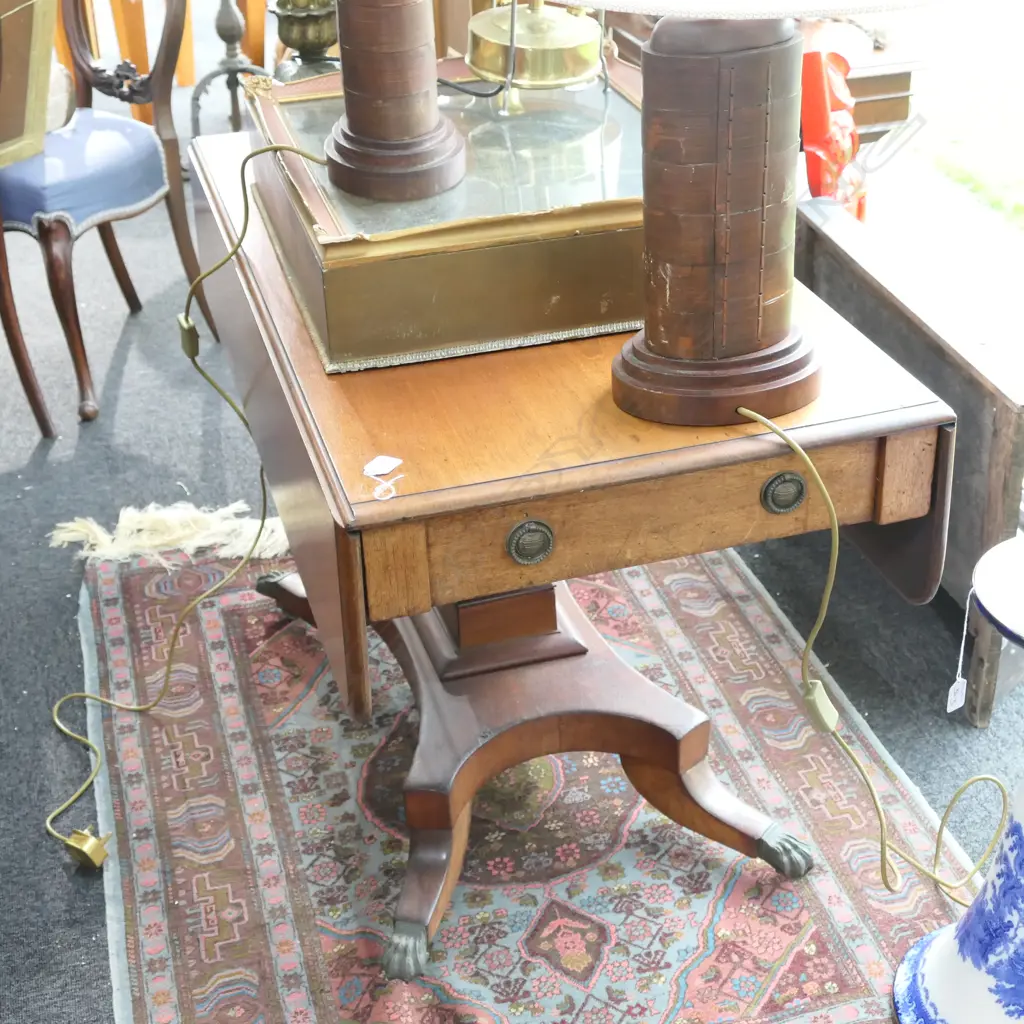 MAHOGANY SOFA TABLE WITH BRASS CLAW FEET W1120 MM Image 1++